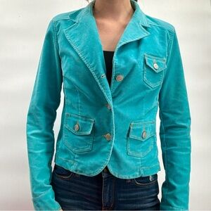 Aeropostale Blue Corduroy Jacket Medium Retro Y2k Cotton teal